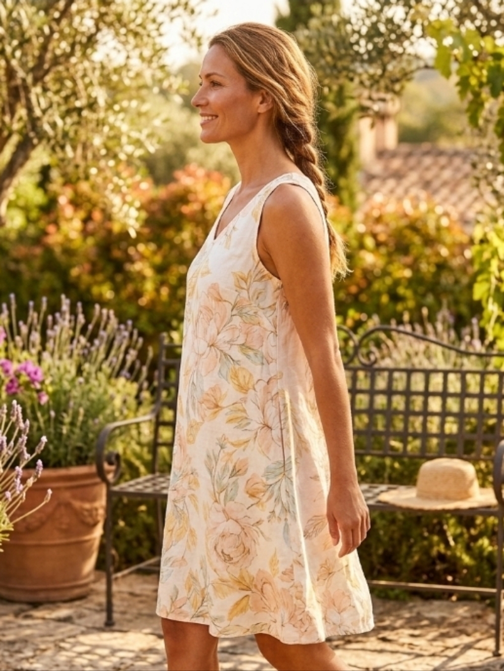 Nicole Miller Sleeveless Linen Shift Summer Dress Size S